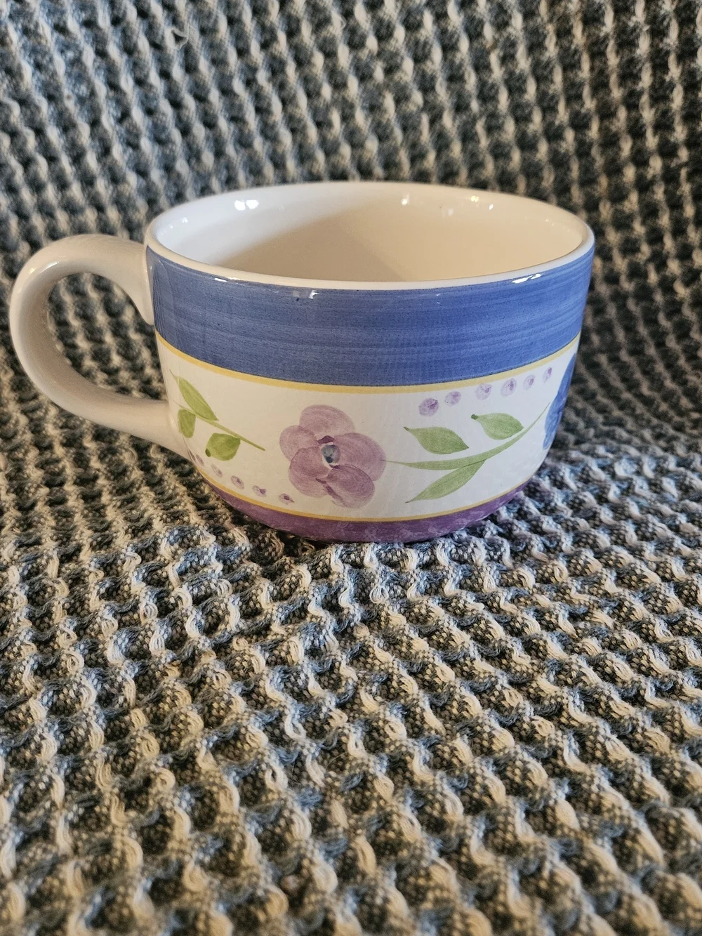 Blue Floral Ceramic Soup Mug